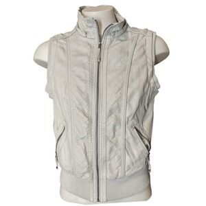 YMI Quilted Faux Leather Vest Womens XL Cream Moto Streetwear Gorp Core V1197